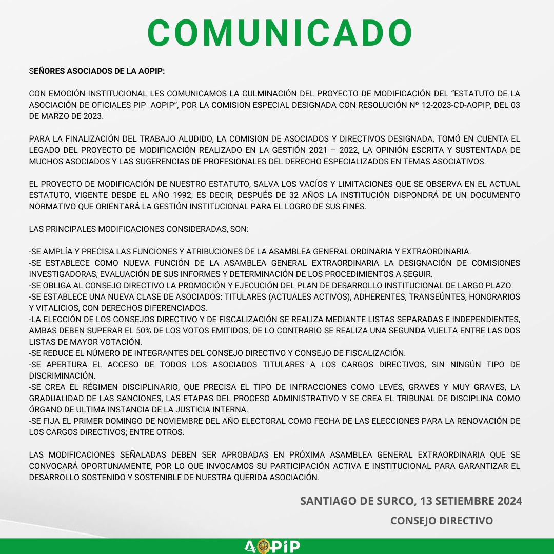 Proyecto Modificación del Estatuto